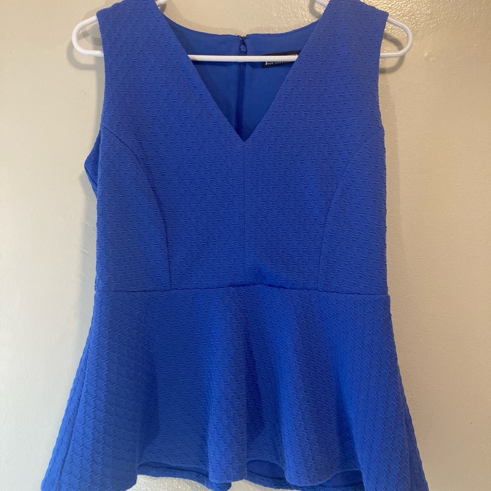 Avenue Blue Sleeveless Peplum Blouse